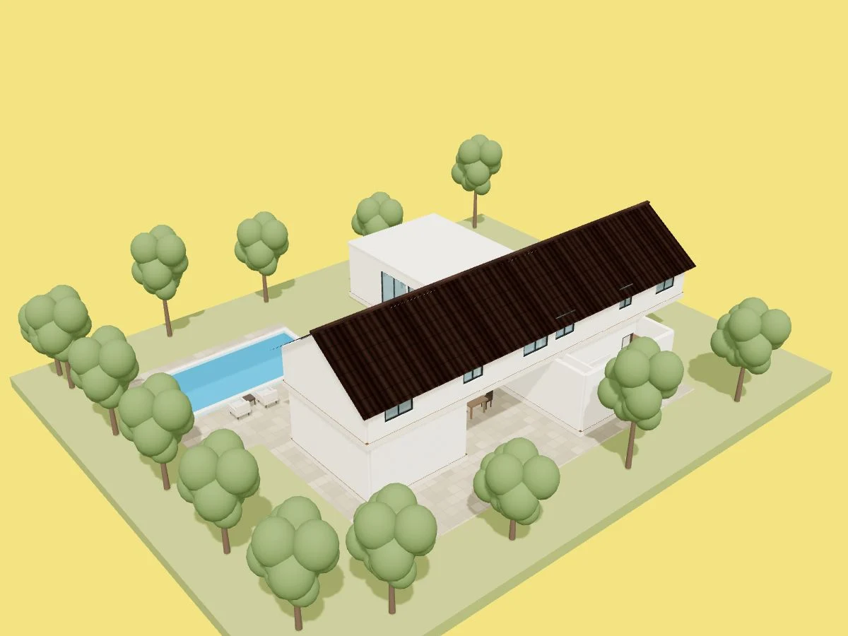 Exterior 3D view of the countryside retreat